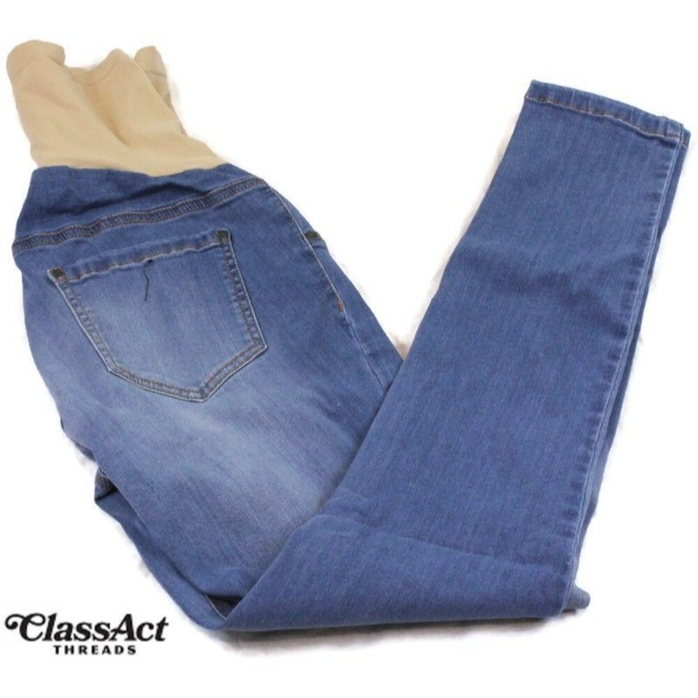 Indigo Blue Maternity Jeans Size Medium Stretch Panels Medium Wash